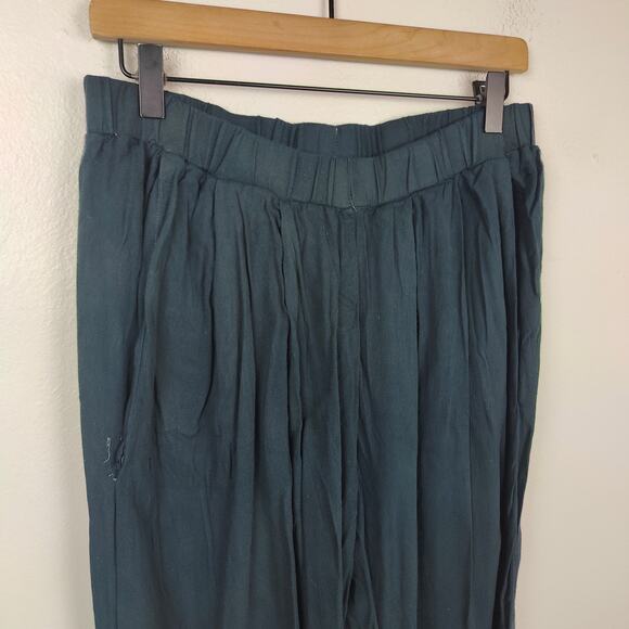 Black Crane Pants Womens Medium Black Slouchy Pull On Tapered Pleat Front - Picture 2 of 8